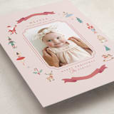 "Festive Dreams" - Holiday Birth Announcement Cards in Candy Cane by Teju Reval - Detail