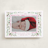 "Merry Little Christmas Greenery" - Holiday Birth Announcement Cards in Carnation by Alethea and Ruth - Front
