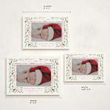 "Merry Little Christmas Greenery" - Holiday Birth Announcement Cards in Carnation by Alethea and Ruth - Formats Available