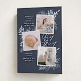 "Very Merry" - Holiday Birth Announcement Cards in Frost by Leah Bisch - Folded Card