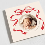 "Big Vintage Bow" - Holiday Birth Announcement Cards in Santa Suit by Teju Reval - Detail