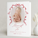 "Ribbons And Joy" - Holiday Birth Announcement Cards in Berry by fatfatin - Folded Card