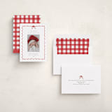 "lovely holiday" - Holiday Birth Announcement Cards in Crimson by Grae - Assembled