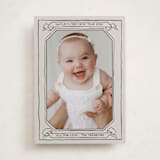 "Scroll" - Holiday Birth Announcement Cards in Midnight by Inkblot Design - Front