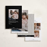 "Scroll" - Holiday Birth Announcement Cards in Midnight by Inkblot Design - Back of Card Options