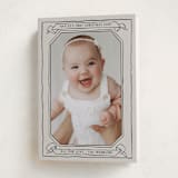 "Scroll" - Holiday Birth Announcement Cards in Midnight by Inkblot Design - Folded Card