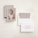 "Scroll" - Holiday Birth Announcement Cards in Berry by Inkblot Design - Assembled