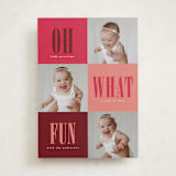 "Oh What Fun" - Holiday Birth Announcement Cards in Mulled Wine by Stacy Maalouf - Front