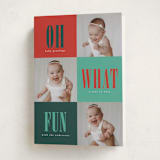 "Oh What Fun" - Holiday Birth Announcement Cards in Candied Apple by Stacy Maalouf - Folded Card