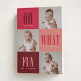 "Oh What Fun" - Holiday Birth Announcement Cards in Mulled Wine by Stacy Maalouf - Folded Card