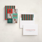 "Oh What Fun" - Holiday Birth Announcement Cards in Candied Apple by Stacy Maalouf - Assembled