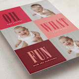 "Oh What Fun" - Holiday Birth Announcement Cards in Mulled Wine by Stacy Maalouf - Detail