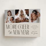"More Cheer" - Holiday Birth Announcement Cards in Vanilla by Heather Schertzer - Folded Card