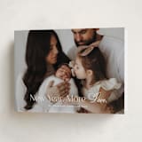 "More Love" - Holiday Birth Announcement Cards in Snow by Angela Garrick - Folded Card