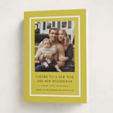 "Brighter Side" - Holiday Birth Announcement Cards in Citron by Amy Kross - Folded Card