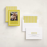 "Brighter Side" - Holiday Birth Announcement Cards in Citron by Amy Kross - Assembled