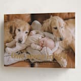 "There is one more" - Holiday Birth Announcement Cards in Butterscotch by Jackie Crawford - Folded Card