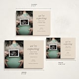 "Expecting" - Holiday Birth Announcement Cards in Oat by Corinne Malesic - Formats Available