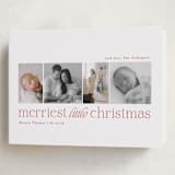 "Little Merriest" - Holiday Birth Announcement Cards in Cranberry by Sarah Brown - Folded Card