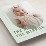 "Viola" - Holiday Birth Announcement Cards in Peppermint by Deynaaz Daraei - Detail