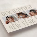 "Something Kind of Wonderful" - Holiday Birth Announcement Cards in Champagne by Corinne Malesic - Detail