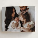 "More Love" - Holiday Birth Announcement Cards in Snow by Angela Garrick - Folded Card