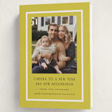 "Brighter Side" - Holiday Birth Announcement Cards in Citron by Amy Kross - Folded Card