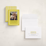 "Brighter Side" - Holiday Birth Announcement Cards in Citron by Amy Kross - Assembled