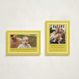 "Brighter Side" - Holiday Birth Announcement Cards in Citron by Amy Kross - Photo Orientation Options