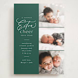 "Extra Cheer Here" - Holiday Birth Announcement Cards in Fir by Everett Paper Goods - Front