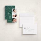 "Extra Cheer Here" - Holiday Birth Announcement Cards in Fir by Everett Paper Goods - Assembled