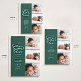 "Extra Cheer Here" - Holiday Birth Announcement Cards in Fir by Everett Paper Goods - Formats Available