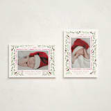 "Merry Little Christmas Greenery" - Holiday Birth Announcement Cards in Carnation by Alethea and Ruth - Photo Orientation Options