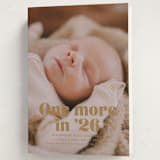 "There is one more" - Holiday Birth Announcement Cards in Butterscotch by Jackie Crawford - Folded Card
