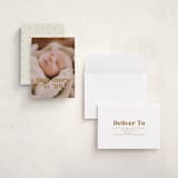 "There is one more" - Holiday Birth Announcement Cards in Butterscotch by Jackie Crawford - Assembled