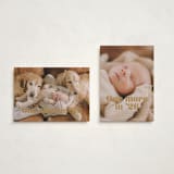 "There is one more" - Holiday Birth Announcement Cards in Butterscotch by Jackie Crawford - Photo Orientation Options