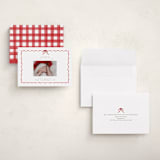 "lovely holiday" - Holiday Birth Announcement Cards in Crimson by Grae - Assembled