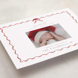 "lovely holiday" - Holiday Birth Announcement Cards in Crimson by Grae - Detail