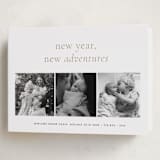 "Awaits" - Holiday Birth Announcement Cards in Ink by Blustery August - Folded Card