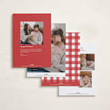 "lovely holiday" - Holiday Birth Announcement Cards in Crimson by Grae - Back of Card Options