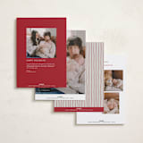 "Scroll" - Holiday Birth Announcement Cards in Berry by Inkblot Design - Back of Card Options