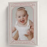 "Scroll" - Holiday Birth Announcement Cards in Berry by Inkblot Design - Folded Card