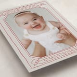 "Scroll" - Holiday Birth Announcement Cards in Berry by Inkblot Design - Detail