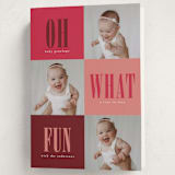 "Oh What Fun" - Holiday Birth Announcement Cards in Mulled Wine by Stacy Maalouf - Folded Card