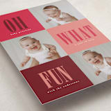 "Oh What Fun" - Holiday Birth Announcement Cards in Mulled Wine by Stacy Maalouf - Detail
