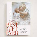 "Best Gift Ever bow" - Holiday Birth Announcement Cards in Citrus by Alethea and Ruth - Front