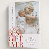 "Best Gift Ever bow" - Holiday Birth Announcement Cards in Citrus by Alethea and Ruth - Folded Card
