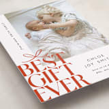 "Best Gift Ever bow" - Holiday Birth Announcement Cards in Citrus by Alethea and Ruth - Detail
