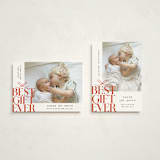 "Best Gift Ever bow" - Holiday Birth Announcement Cards in Citrus by Alethea and Ruth - Photo Orientation Options