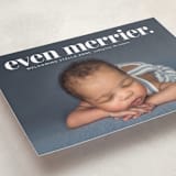 "even merrier." - Holiday Birth Announcement Cards in Snow by Lori Wemple - Detail